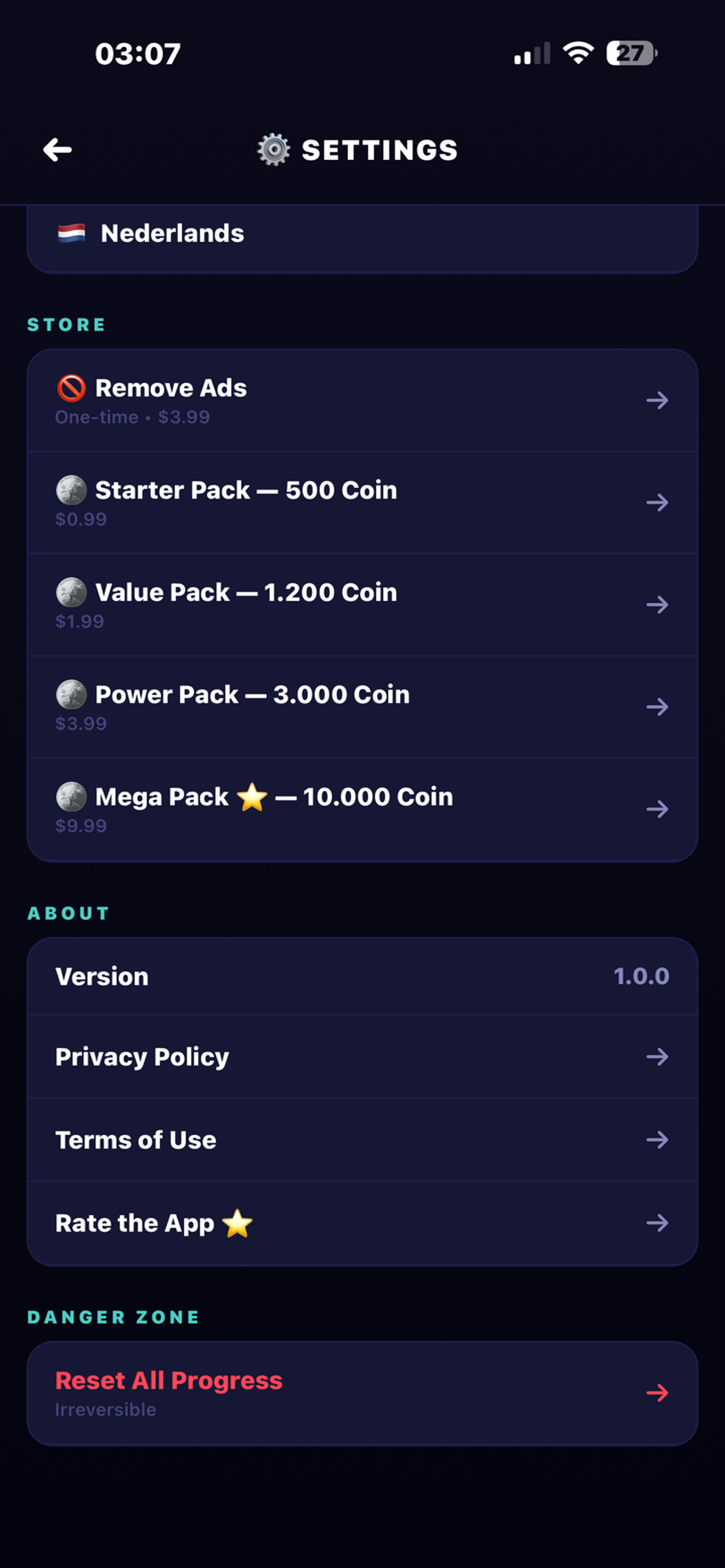 Tap & Blast store and rewards